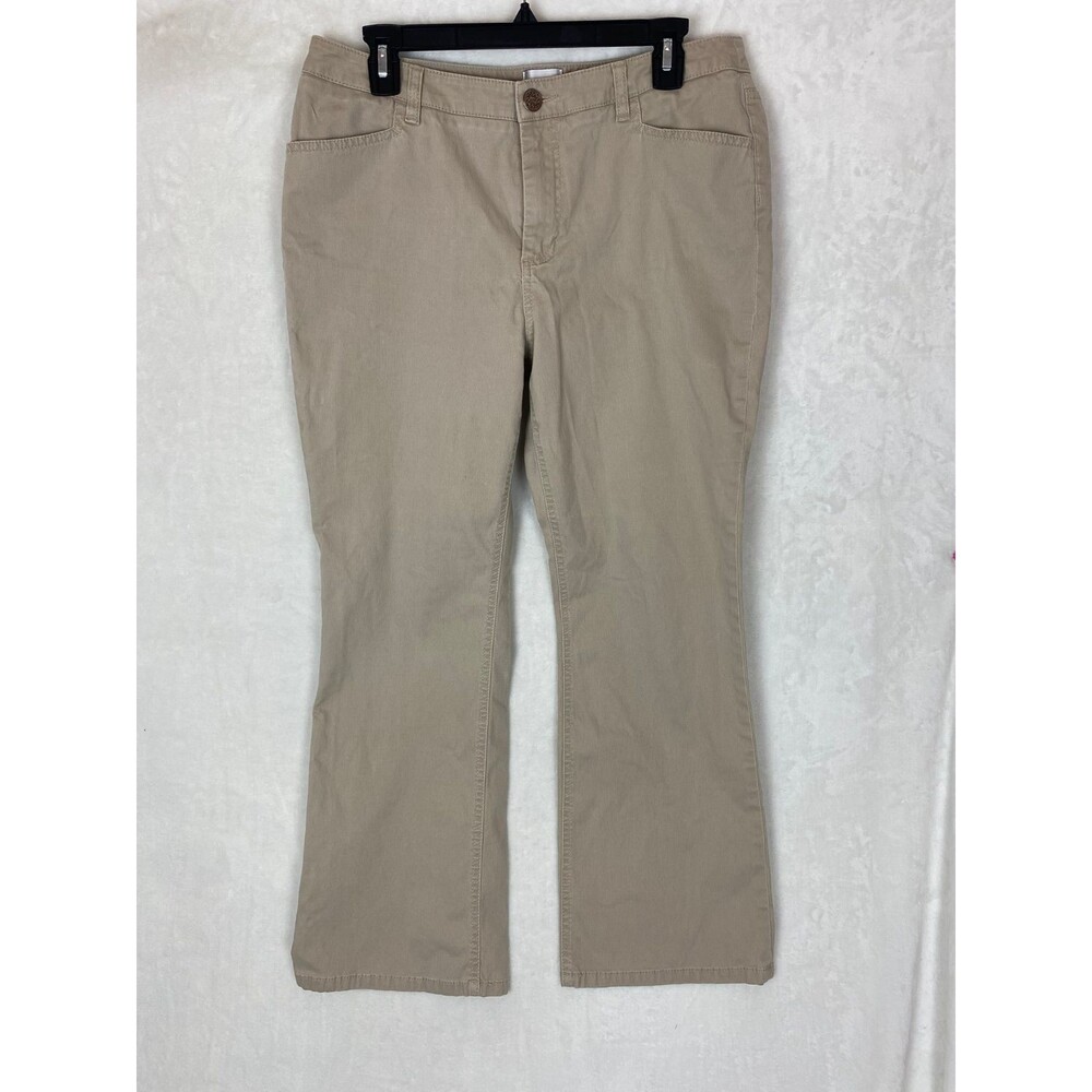 CHICO'S Women's Chino Pants Size 2 Short Beige Cotton Blend Boot Cut Casual
